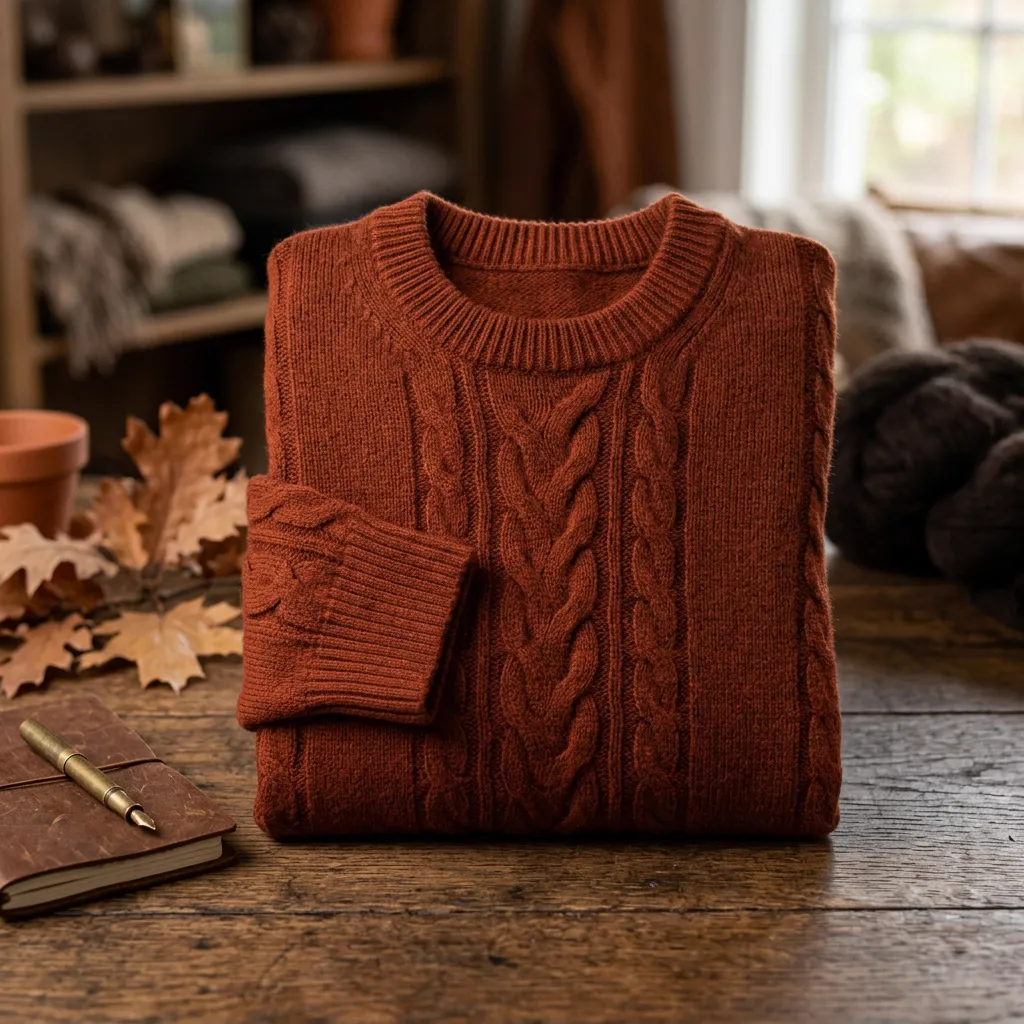 Kaszmirowy sweter rdzawy
