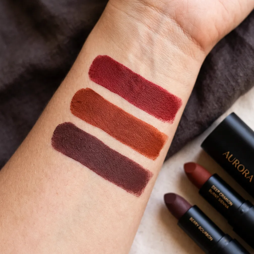 Swatche pomadek Dark Autumn