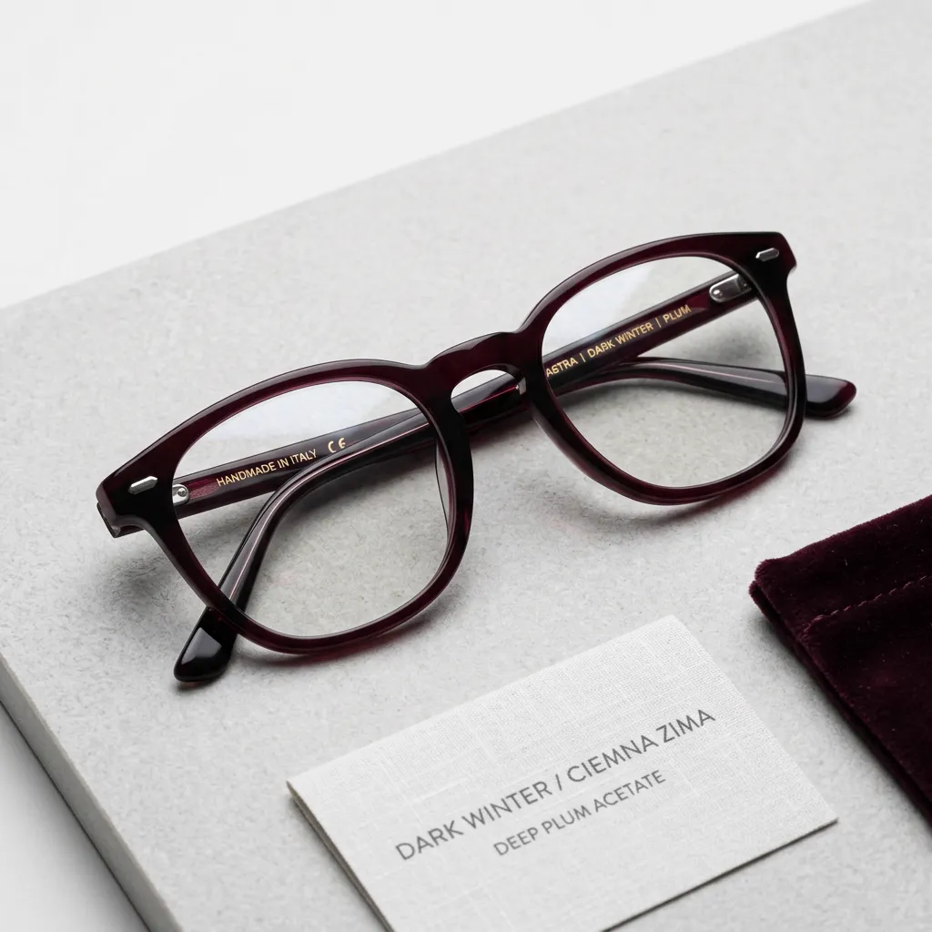 Śliwkowe okulary z acetatu