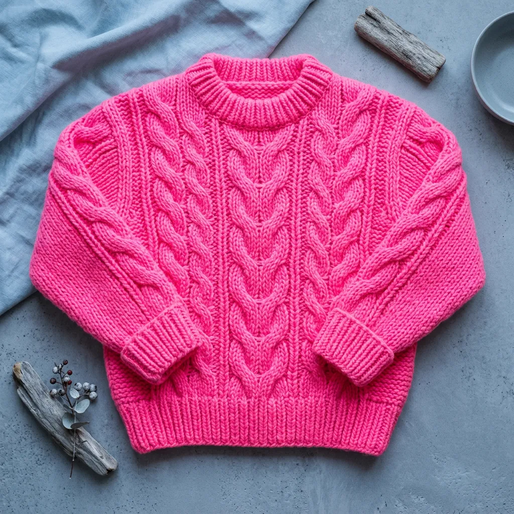 Neonowo różowy sweter dla Czystej Zimy
