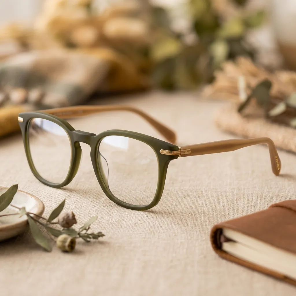 Matowe oprawki w odcieniach khaki i camel