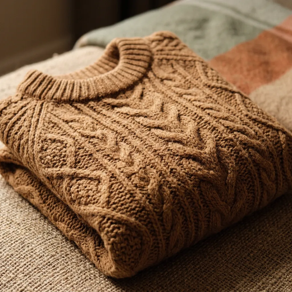 Sweter camelowy z wełny